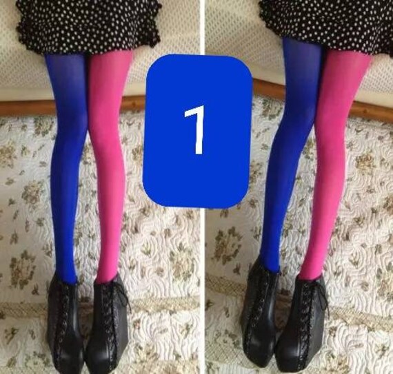 Teen Girls Tights Two Different Colours on Each Leg. Perfect for