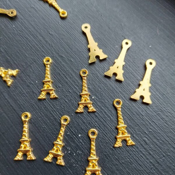 10pcs Gold color Eiffel Tower Charms perfect for Necklaces, Pendants, Bracelets. Jewelry Making. Handmade Crafts. DIY Supplies 18*8mm