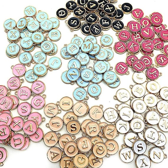 26pcs A-Z letter enamel alphabet charms. Diy accessories. alloy. small  pendants for bracelets, necklaces. Size: 15*13mm W85