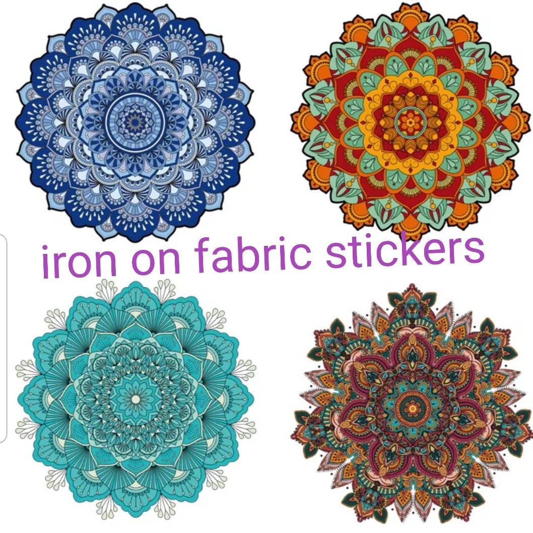 Set of 2 Fabric Stickers. Iron on Stickers for Shirts, Cushions