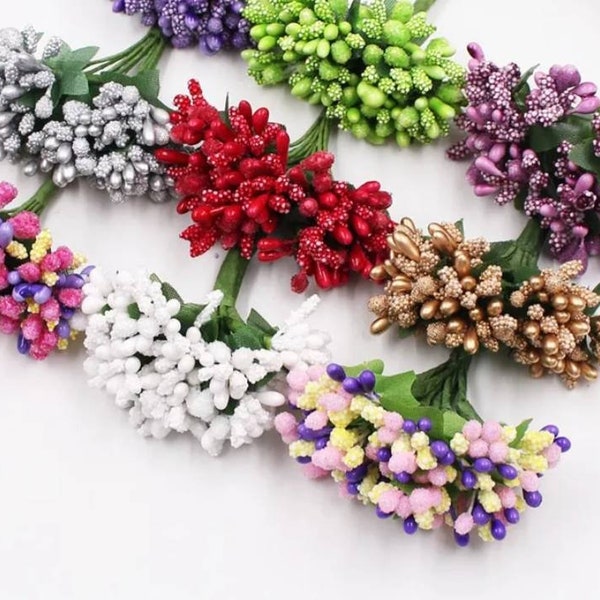 11, 22, 33 étamines de fleurs artificielles fabriquées à la main, parfaites pour les décorations de mariage et de fête bricolage scrapbooking guirlande artisanat