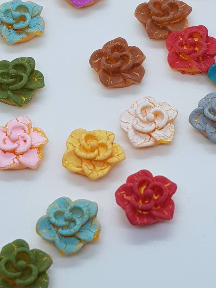 10pcs of 23mm Small Polymer Clay Flower Beads Multicolor Mixed Diy Bracelet Hawaii Jewelry Craft Making Flower beads