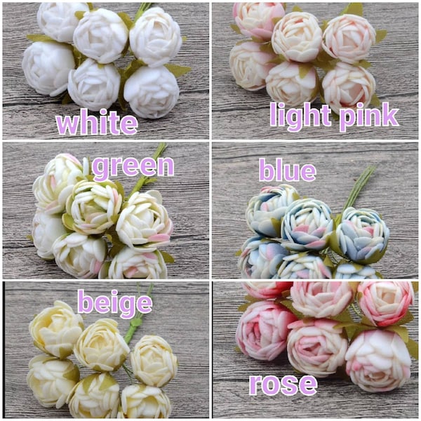 12 pcs Mini Silk Tea Rose Bud Artificial Rose Flower Bouquet Scrapbooking Wedding Party Decoration DIY Handmade Fake Flower Craft