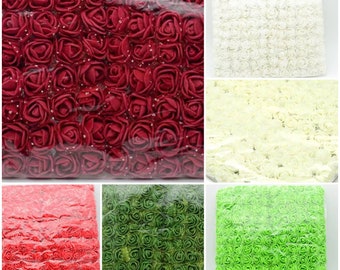 Lot de 144 mini roses en mousse de 2 cm. Décorations de mariage. Décorations pour la maison. Artisanat. revêtement en peluche.