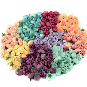 10 mixed colours of 2.5cm Mini Silk Artificial Rose Flowers Cloth For  For Wedding Decoration DIY Wreath Gift Box Scrap