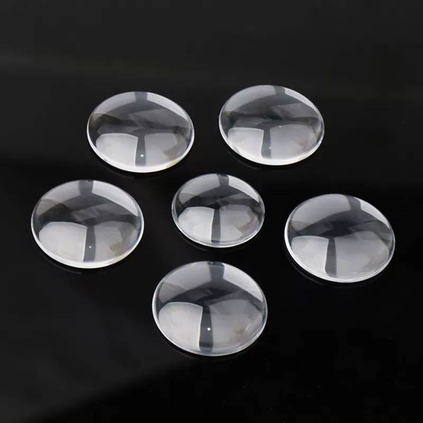 10 pcs de cabochons ronds en verre transparent. 30mm. Parfait pour la fabrication de bijoux.