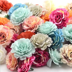 10 pcs of 6 CM mixed colours of silk roses heads, Beautiful Artificial Flowers for crafts, wedding decor, Scrapbooking, flower arranging.