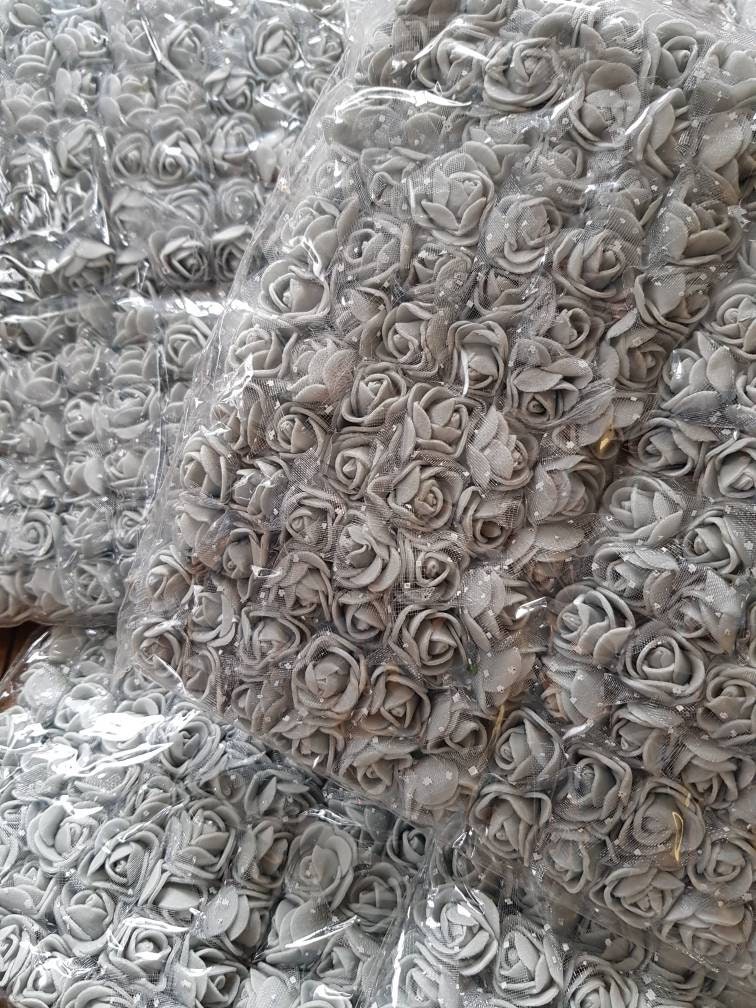 Grey mini Roses. 72 or 144 set of 2cm Mini foam roses flowers. Weddin…