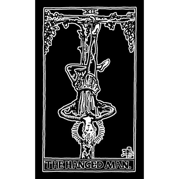 HANGED MAN // Black or White Tarot Card Canvas Punk Patch // Fabric Rider-Waite Backpatch // Sew on Jackets, Bags // Art to Frame, Mount