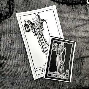 EL ERMITAÑO // Parche punk de lona con carta del Tarot en blanco o negro // Parche de tela Rider-Waite para la espalda // Para coser en chaquetas y bolsos // Arte para enmarcar y montar