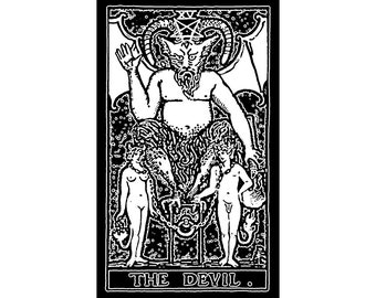 DEVIL TAROT CARD // All Black Tarot Card Art Canvas Punk Patch // Canvas Rider-Waite Tarot Patch // Sew on Jackets, Bags