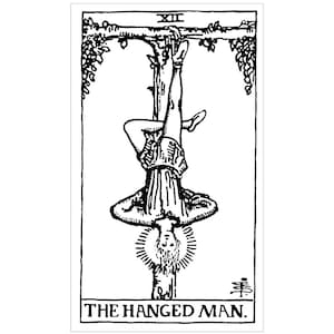 HANGED MAN // Remendo de lona punk com carta de tarô branca // Remendo de tecido Rider-Waite // Costure em jaquetas, bolsas // Arte para emoldurar, montar