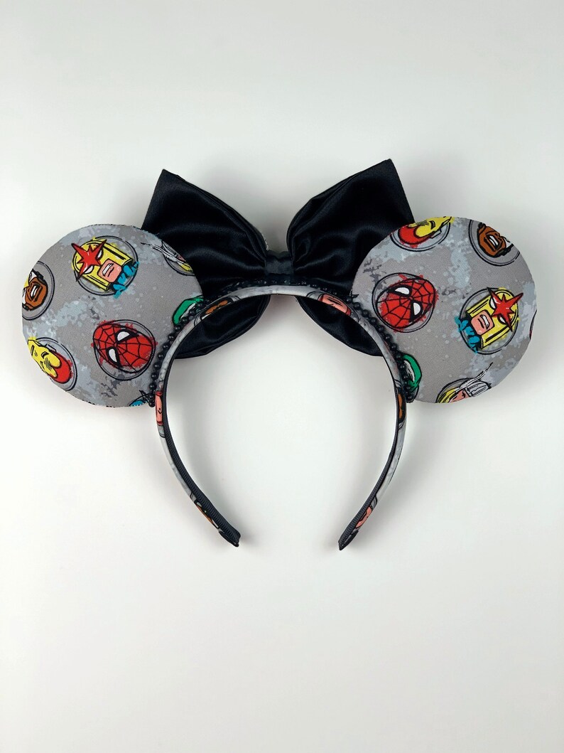 Avengers Ears Marvel Comics Thor Marvel Ears Disney MCU Mickey Ears Dual Satin Glitter Bow Minnie Ears Hulk