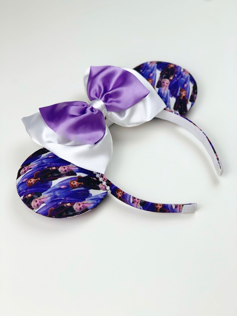 Anna /& Elsa | Minnie Ears Dual Satin Bow Mouse Ears Frozen Ears Disney Frozen Mickey Ears