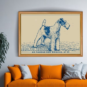 Wire Fox Terrier Art Poster Vintage Dog Wall Art Home Vintage Farmhouse Decor Dog Print Download