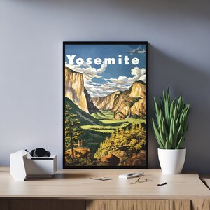 Yosemite Print National Park Poster Vintage Wall Art Travel Print Retro Art Yosemite Poster National Park Art