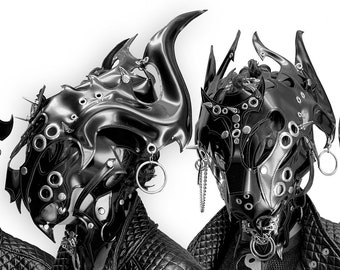 Handcrafted Modular Demon Mask – Leather Fetish, LARP Cosplay
