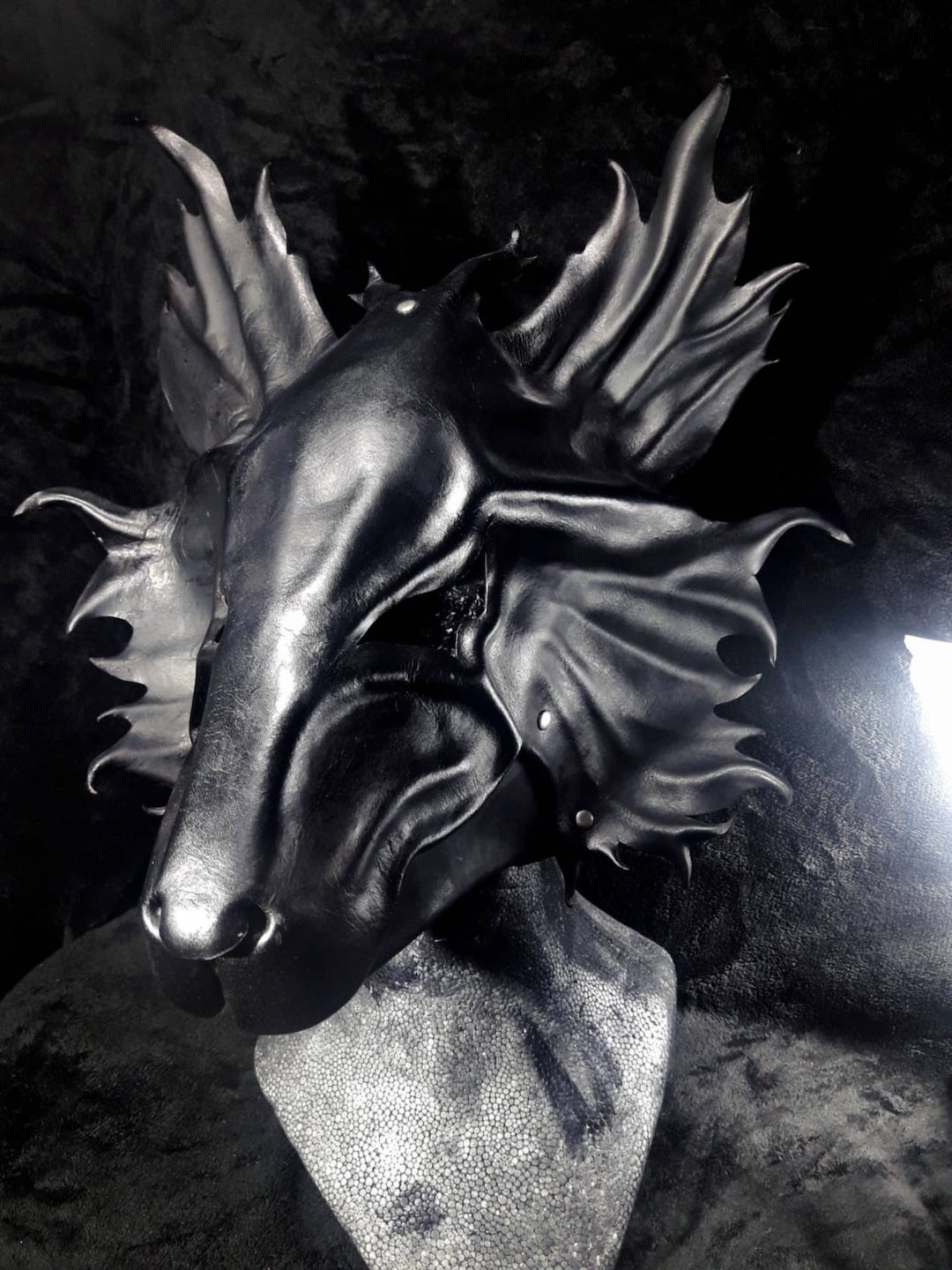 Black Wolf Leather Mask Halloween Mask Lycanthrope Evil Etsy