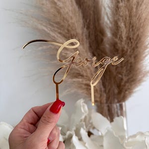 Gold Mirror Name Cake Topper