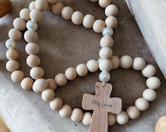 37” XL Handmade Wooden Rosary Garland