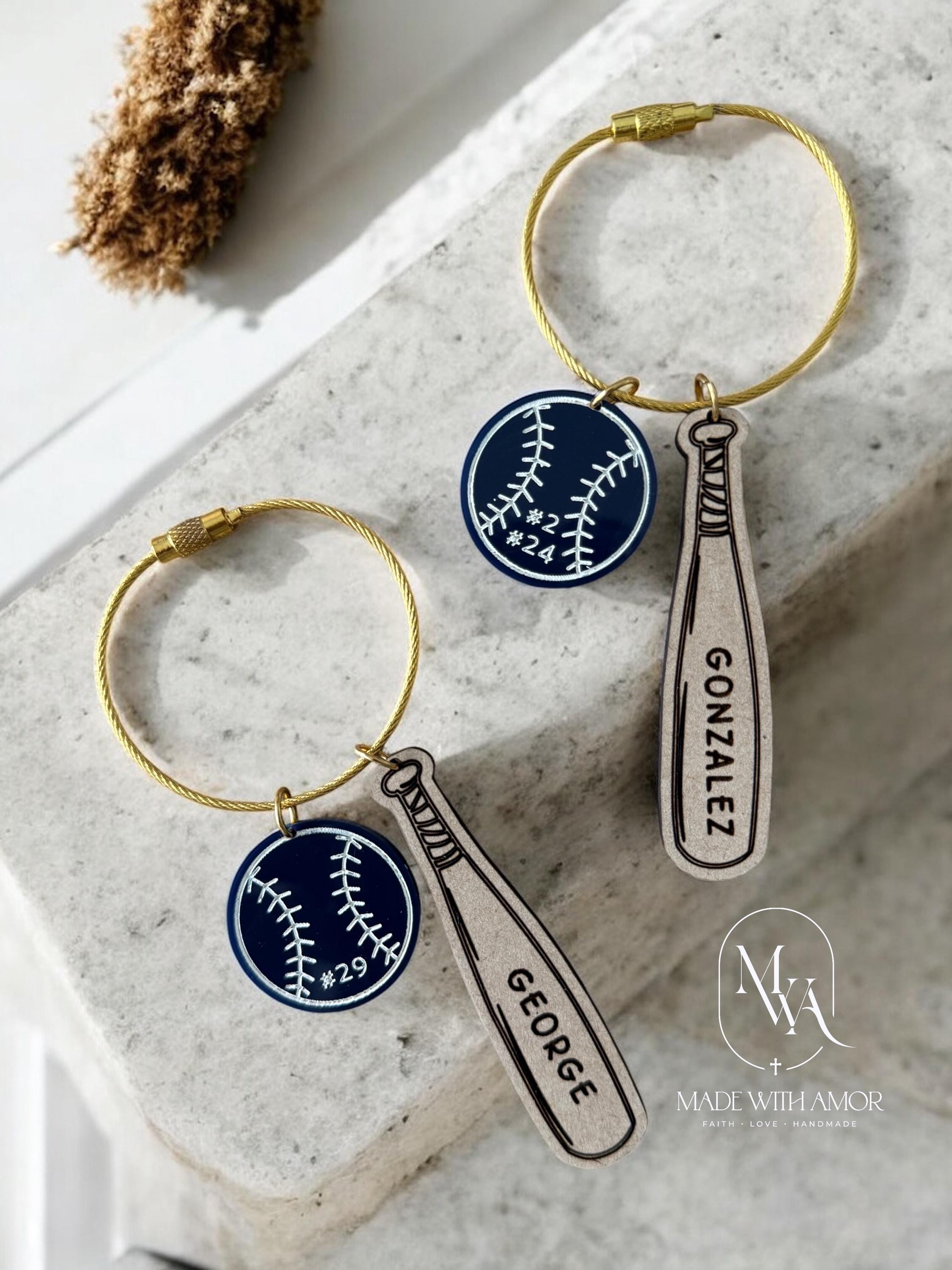 Personalized Baseball Keychain Set – Custom Name & Number | Sports Gift ...