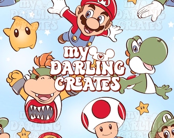 Mario Galaxy Friends Seamless File | Fabric Sublimation (Digital Download)