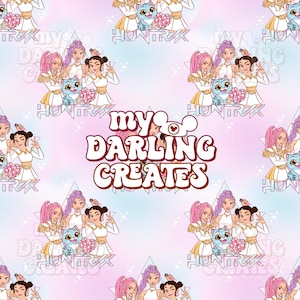 K Pop Demon Girl Hunters | Huntrix | Digital Download | Seamless File for Fabric Sublimation | Repeating Pattern