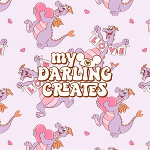 Magical Purple Dragon Valentines Seamless File for Fabric Sublimation | Repeating Pattern