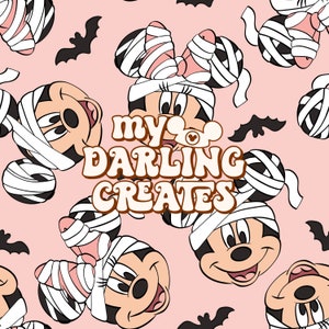 Magical Mouse and friends Mummy Halloween seamless file for fabric sublimation | repeating pattern