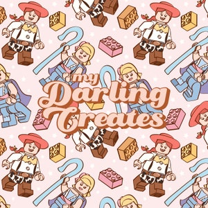 Toy Gang Girls Blocks Pink Cowgirl Pattern Seamless Repeat Pattern for Fabric Sublimation | Seamless File