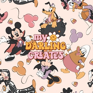 Creepin it Real Magical Mouse and friends Halloween seamless file for fabric sublimation | repeating pattern