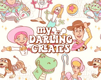 Story Toy Friends Seamless File / Progettazione del parco a tema / Sublimazione del tessuto (download digitale)