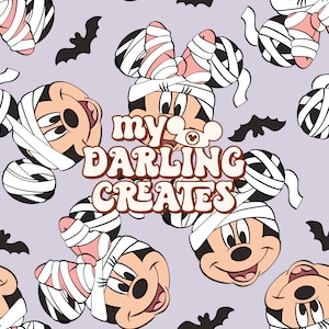 Magical Mouse and friends Mummy Halloween seamless file for fabric sublimation | repeating pattern