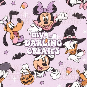 Magical Halloween Mouse and Friends Spooky and Fall Theme Park | Digital Download | Seamless File for Fabric Sublimation | Repeating Pattern