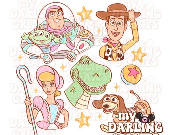 PNG / Download digitale / Girly Pastel Story Toy Friends / Design del parco a tema PNG per sublimazione di magliette