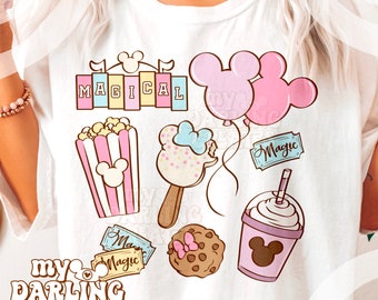 PNG |DIGITAL DOWNLOAD| Magical Pastel Park Snacks for tshirt Sublimation | Tshirt design
