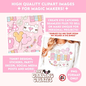 Magical Pastel Clipart | Digital Download | Mouse Theme Park PNG’s for commercial use image 2