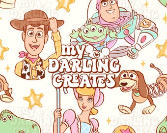 Story Toy Friends Seamless File / Progettazione del parco a tema / Sublimazione del tessuto (download digitale)