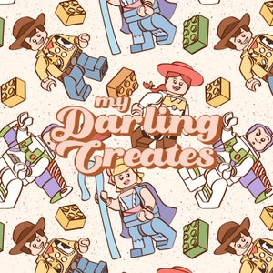 Toy Gang Blocks  Cowboy Cowgirl Pattern Seamless Repeat Pattern for Fabric Sublimation | Seamless File