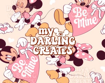 マジカルバレンタイン ピンクマウスパーク テーマパーク | デジタルダウンロード | 布用昇華転写シームレスファイル | 繰り返しパターン