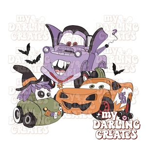 PNG | デジタルダウンロード | 魔法の不気味な車のハロウィーンと秋のテーマパークPNG、Tシャツ昇華DTF用