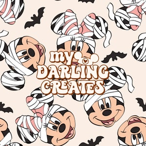 Magical Mouse and friends Mummy Halloween seamless file for fabric sublimation | repeating pattern