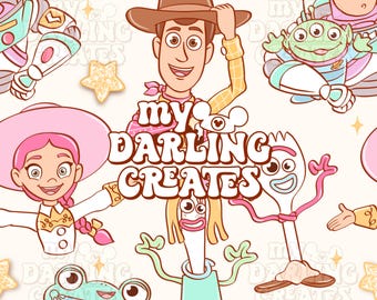 Story Toy Friends Seamless File / Progettazione del parco a tema / Sublimazione del tessuto (download digitale)