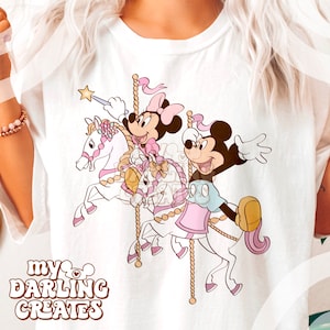 Ratón mágico en carrusel pastel PNG para sublimación de camisetas dtf