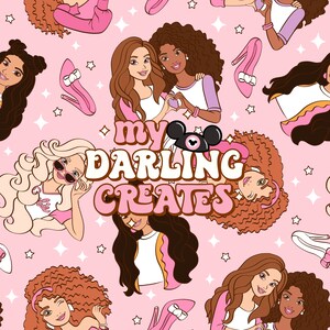 Pink Plastic Doll Friends Seamless File for Fabric Sublimation | Repeating Pattern