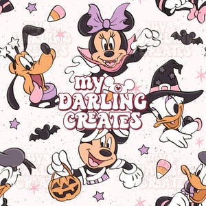 Magical Halloween Mouse and Friends Spooky and Fall Theme Park | Digital Download | Seamless File for Fabric Sublimation | Repeating Pattern