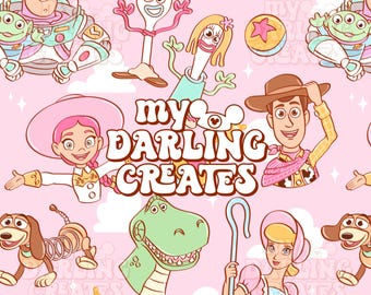 Story Toy Friends Seamless File / Progettazione del parco a tema / Sublimazione del tessuto (download digitale)