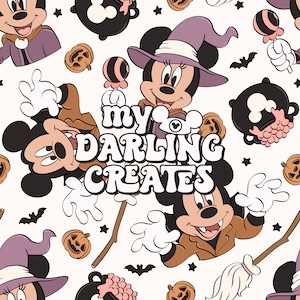 Magical Mouse and friends Halloween seamless file for fabric sublimation | repeating pattern