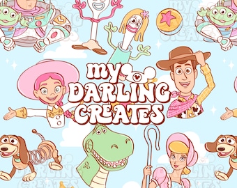 Story Toy Friends Seamless File / Progettazione del parco a tema / Sublimazione del tessuto (download digitale)