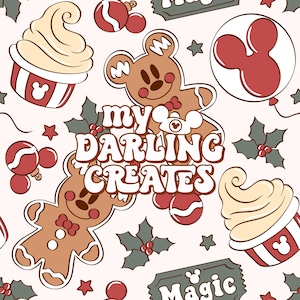 Magische Maus Lebkuchen und Snacks Rot und Grün Weihnachten und Winter Nahtlose Datei für Fabric Sublimation | Sich wiederholendes Muster